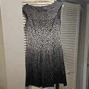 Ann Taylor Black and White Patterned Midi Dress